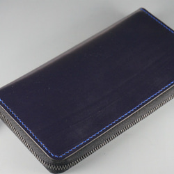 ラウンドファスナー長財布_ブライドルレザー黒 長財布 ダブルムーン