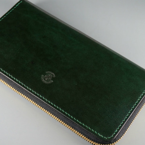 ラウンドファスナー長財布_ルガトショルダー（緑） 長財布