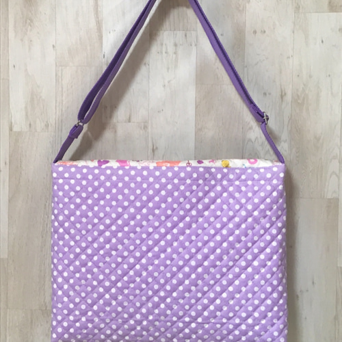 C アリス 薄ピンク 紫 ドット てさげバッグ レッスンバッグ