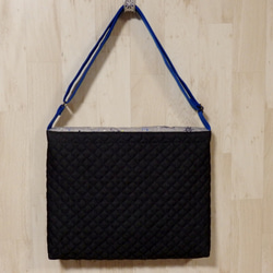 ショルダー型図書袋★惑星ボーダー柄×紺デニムキルト　男の子　宇宙星座図鑑　黒グレー　レッスンバッグ　入園入学 7枚目の画像