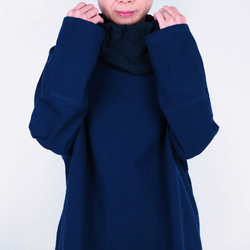 Kimamaキンチャクネックシャツ（木綿 濃紺）【受注生産対応】 3枚目の画像