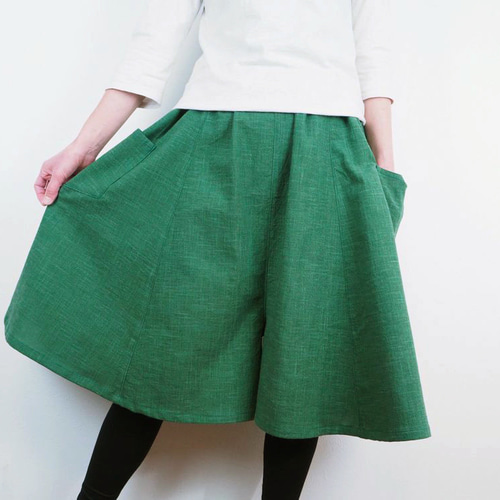 Furusuミドルキュロット（木綿 深緑）【受注生産対応】 キュロット
