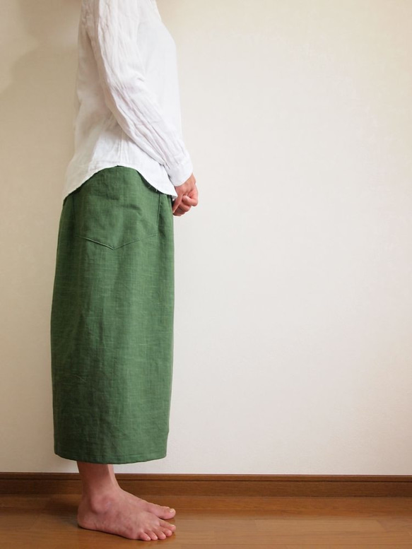 褲裙（木棉 深綠）【訂單製作】 第3張的照片