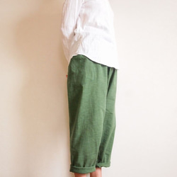 Kimama七分丈パンツ（木綿 深緑）【受注生産対応】 2枚目の画像