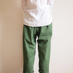 Kimama七分丈パンツ（木綿 深緑）【受注生産対応】 4枚目の画像
