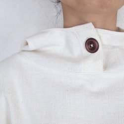 Kimamaフードバルーンシャツ（木綿 生成）【受注生産対応】 5枚目の画像