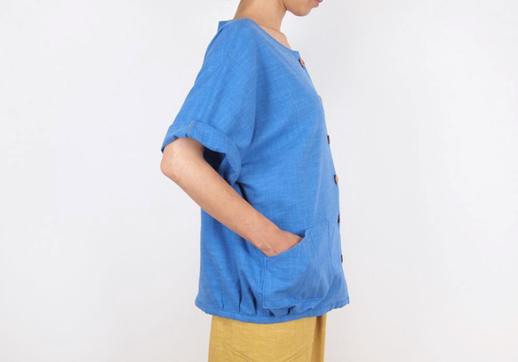 Furusuボタンシャツ（木綿 天色）【受注生産対応】 2枚目の画像