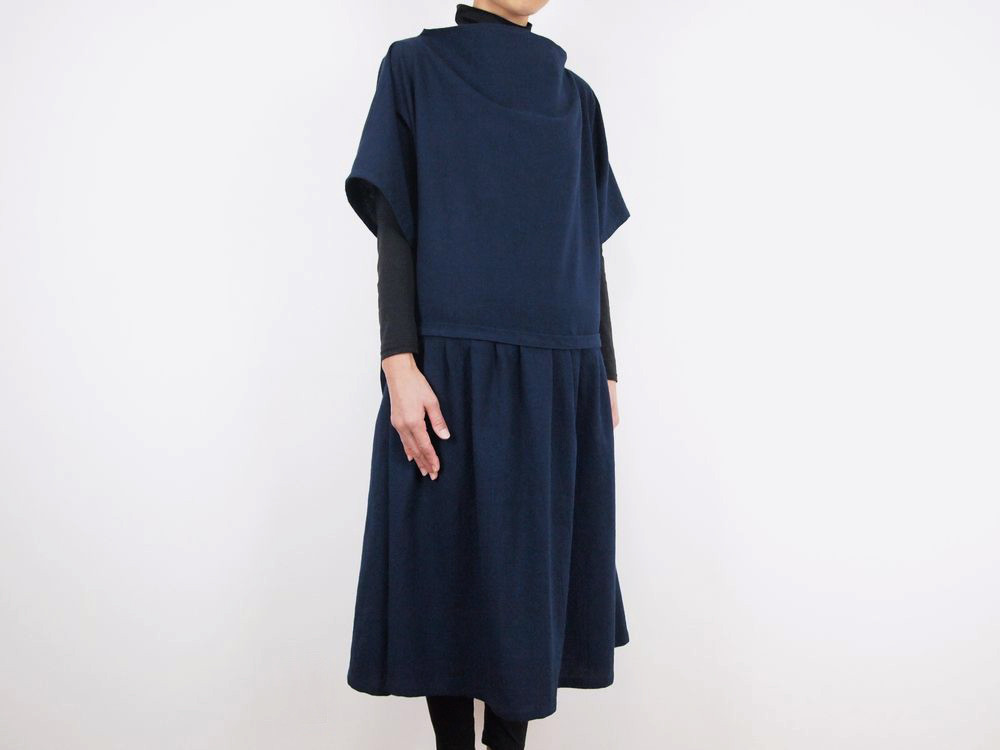 Kimamaローウェストワンピース（木綿 濃紺）【受注生産対応】
