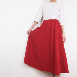 Kimamaフレアスカート（木綿 赤）【受注生産対応】 1枚目の画像