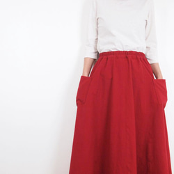 Kimamaフレアスカート（木綿 赤）【受注生産対応】 2枚目の画像