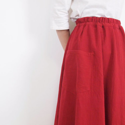 Kimamaフレアスカート（木綿 赤）【受注生産対応】 3枚目の画像