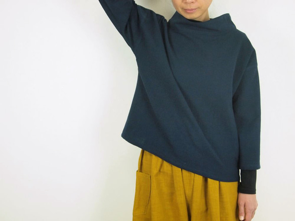 Kimamaルーズカラーシャツ（木綿 濃紺）【受注生産対応】 6枚目の画像