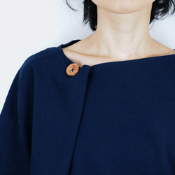 Kimamaサイドボタンネックシャツ（木綿 濃紺）【受注生産対応】 2枚目の画像