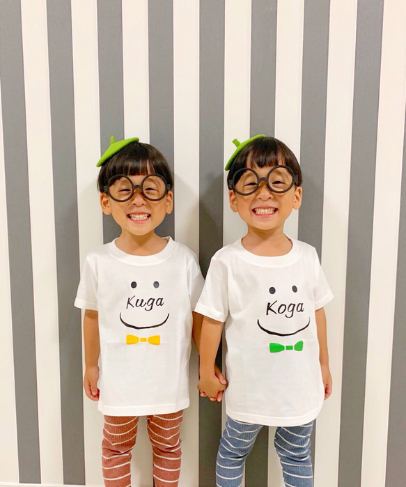 ビッグロゴ にこちゃん 名前入れ Tシャツ お揃いコーデ 名入れTシャツ 5枚目の画像