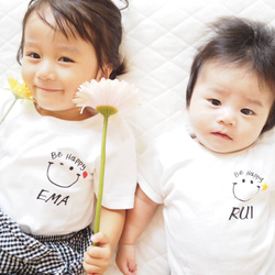 送料無料】 BeHappy にこちゃん 名前入れ Tシャツ 人気プレゼント 家族
