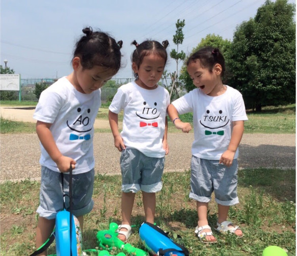 【送料無料】選べるデザイン!!  にこちゃん 名前入れ 名前入りTシャツ 2枚目の画像