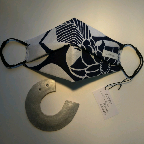 オリガミマスク　浴衣　綿100％　エコデザイン 20120044 origami mask 1枚目の画像