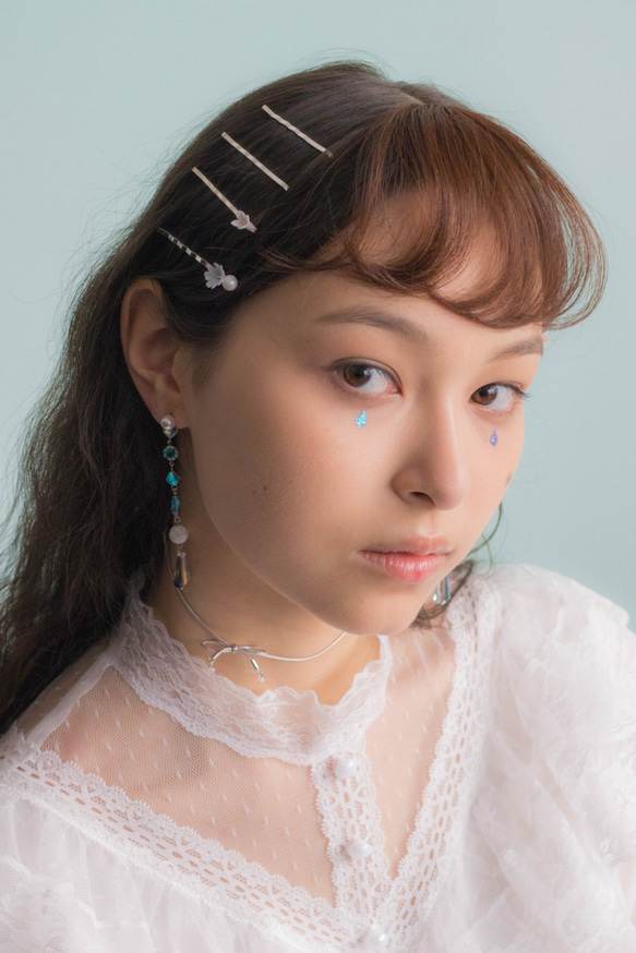 Sunshower：Lakeside Flowerヘアクリップ5点セット -  Pamycarie Handmade Jewel 2枚目の画像