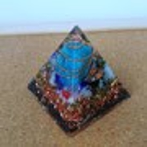 オルゴナイト 点描曼荼羅封入ピラミッド5 その他置物 まんだら工房