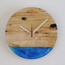 直径26cm-19　ウッドレジンの掛け時計　River clock 1枚目の画像