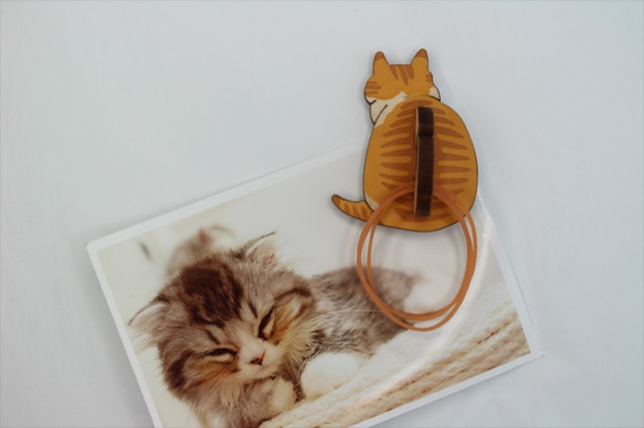 トラ柄猫の輪ゴムホルダー　マグネット 4枚目の画像