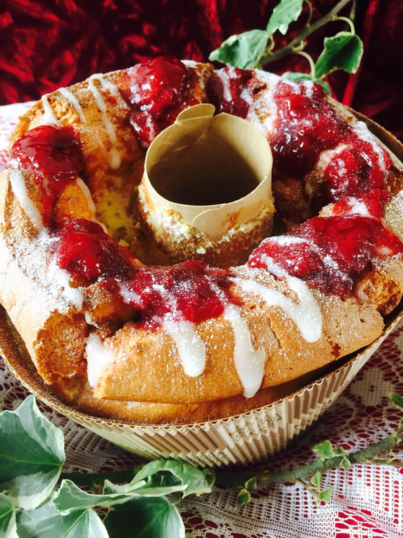 ふわ溶けスフレチーズシフォンケーキ❤︎手作りいちごジャム添え 2枚目の画像