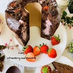 苺と濃厚チョコレートのシフォンケーキ 1枚目の画像