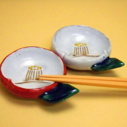 豆皿　赤椿白椿セット(箸置きタイプ） 4枚目の画像