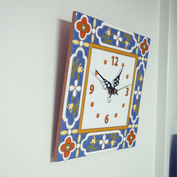 タイルの時計（モロカン植物柄ー大型） 4枚目の画像