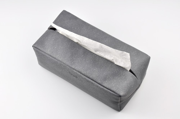 長方體面紙盒 紙巾盒 （適合抽紙）深灰色 第3張的照片