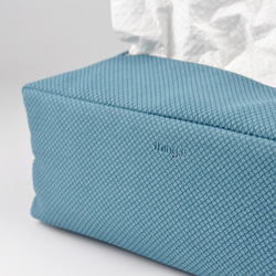 PU皮革抽取式面紙盒 防水紙巾盒 藍色 第3張的照片