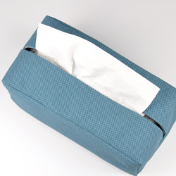 PU皮革抽取式面紙盒 防水紙巾盒 藍色 第4張的照片