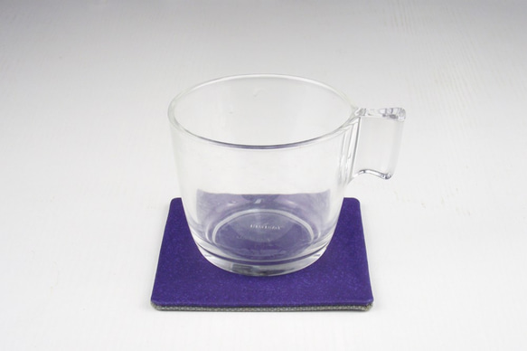 簡約方形PU皮革帆布杯墊 藍紫色系 第1張的照片