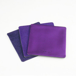 簡約方形PU皮革帆布杯墊 藍紫色系 第2張的照片