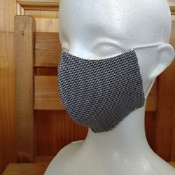 抗菌・防臭加工国産Wガーゼ使用　ハンドメイド千鳥格子立体マスク 4枚目の画像