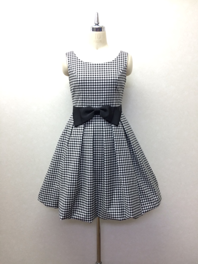 ギンガムチェック&ビッグリボンのバルーンワンピース＊