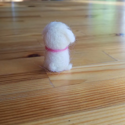 ★もこもこ★　羊毛フェルト　マスコット　おすわり手乗り犬  ホワイト 3枚目の画像
