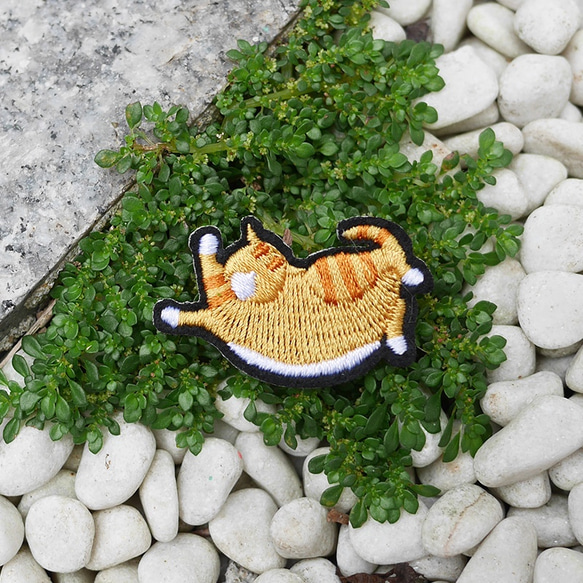 猫　刺繍　ピンブローチ 1枚目の画像