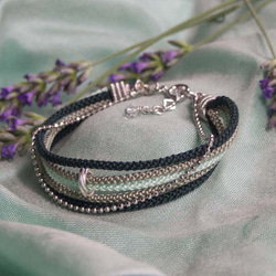 受注制作 絹くみひも5連ブレスレット○kono (jade green