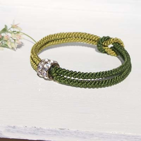 絹組紐輪のバングル●mu su fu (green2)（受注製作） 2枚目の画像