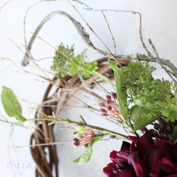 Dahlia×Twig Autumn Wreath〜Lsize 4枚目の画像