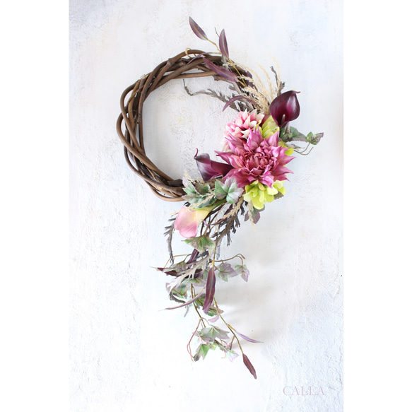Bordeaux Dahlia×Calla Wreath〜Lsize 1枚目の画像