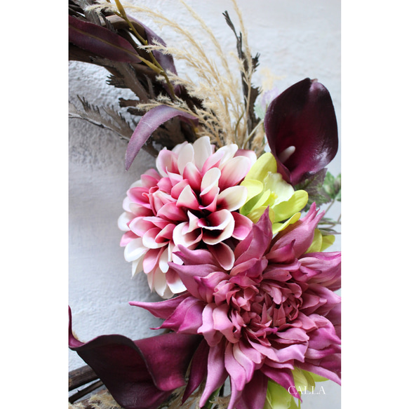 Bordeaux Dahlia×Calla Wreath〜Lsize 3枚目の画像