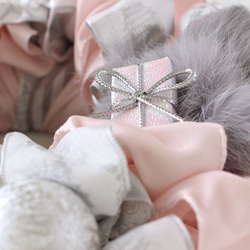 Fluffy wreath〜pink & gray〜25㎝ 2枚目の画像