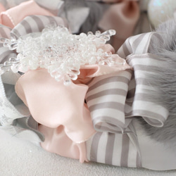 Fluffy wreath〜pink & gray〜25㎝ 4枚目の画像