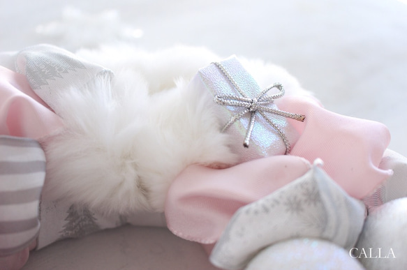 一冬楽しめる♪Fluffy wreath〜pink & white〜25㎝ 4枚目の画像