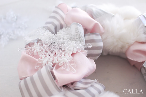 一冬楽しめる♪Fluffy wreath〜pink & white〜25㎝ 5枚目の画像