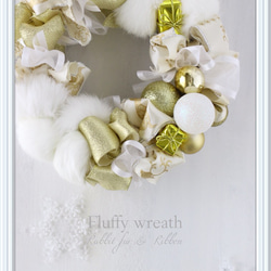 一冬楽しめる♪Fluffy wreath〜gold & white〜 2枚目の画像