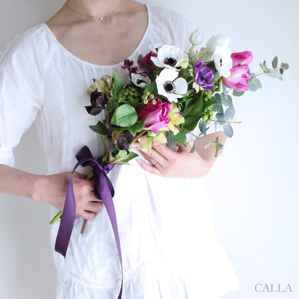 Anemone Clutch  Bouquet/Swag〜purple〜Lsize 1枚目の画像