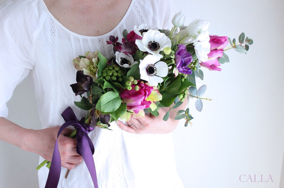 Anemone Clutch  Bouquet/Swag〜purple〜Lsize 2枚目の画像